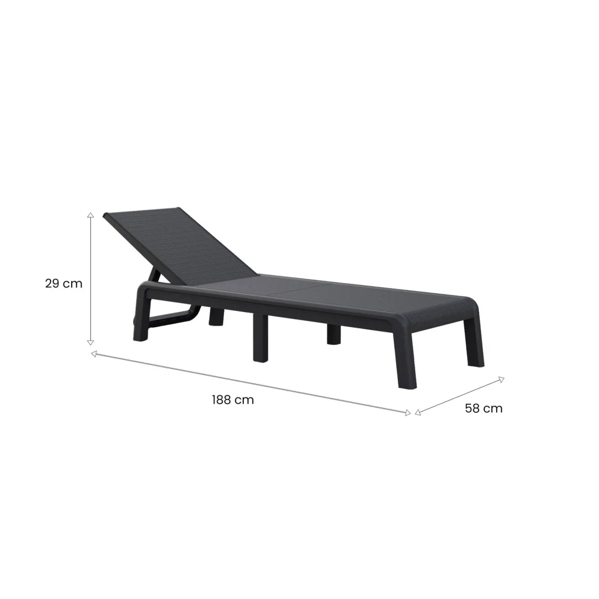 Lettino prendisole schienale regolabile 187x58cm antracite e grigio - Glace