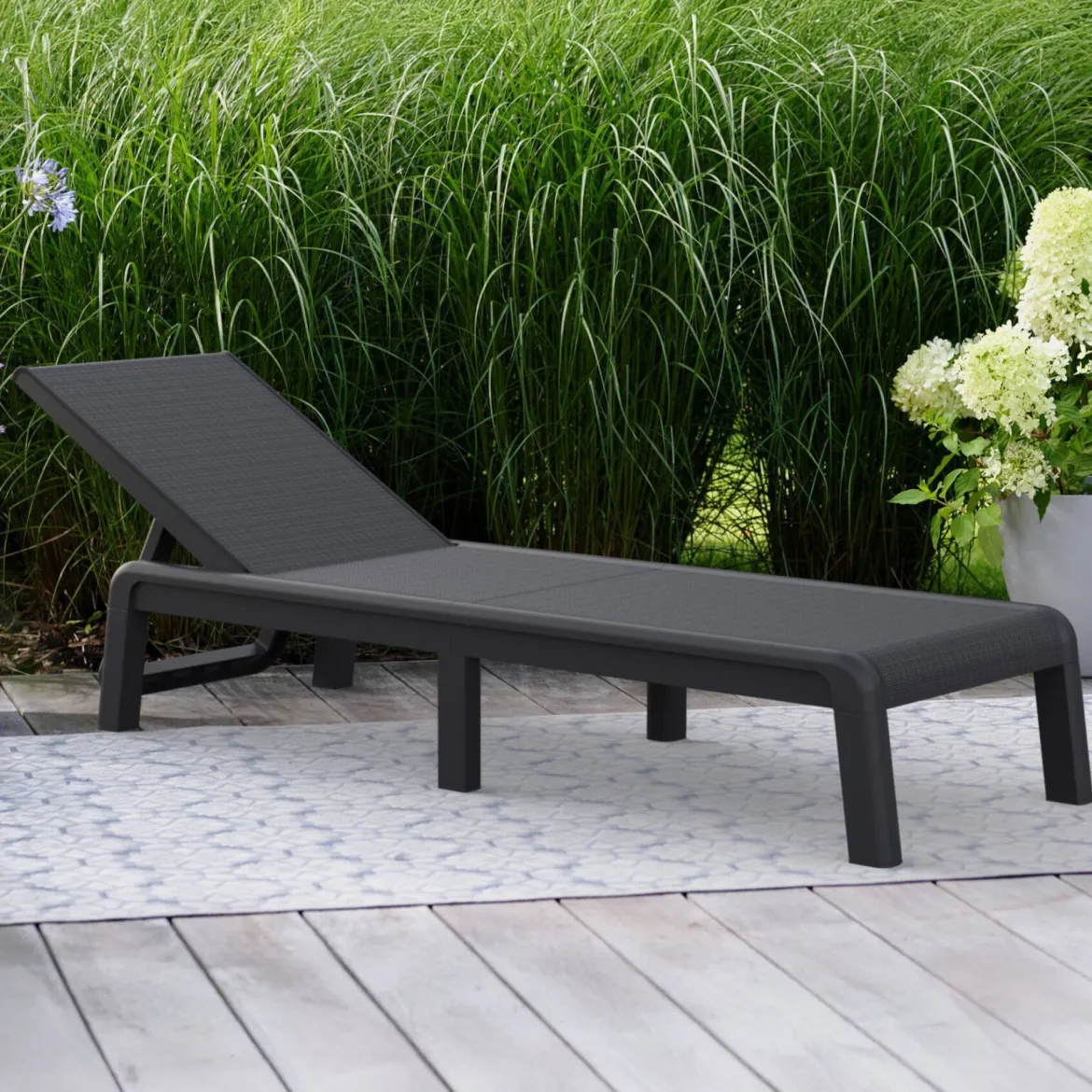 Lettino prendisole schienale regolabile 187x58cm antracite e grigio - Glace