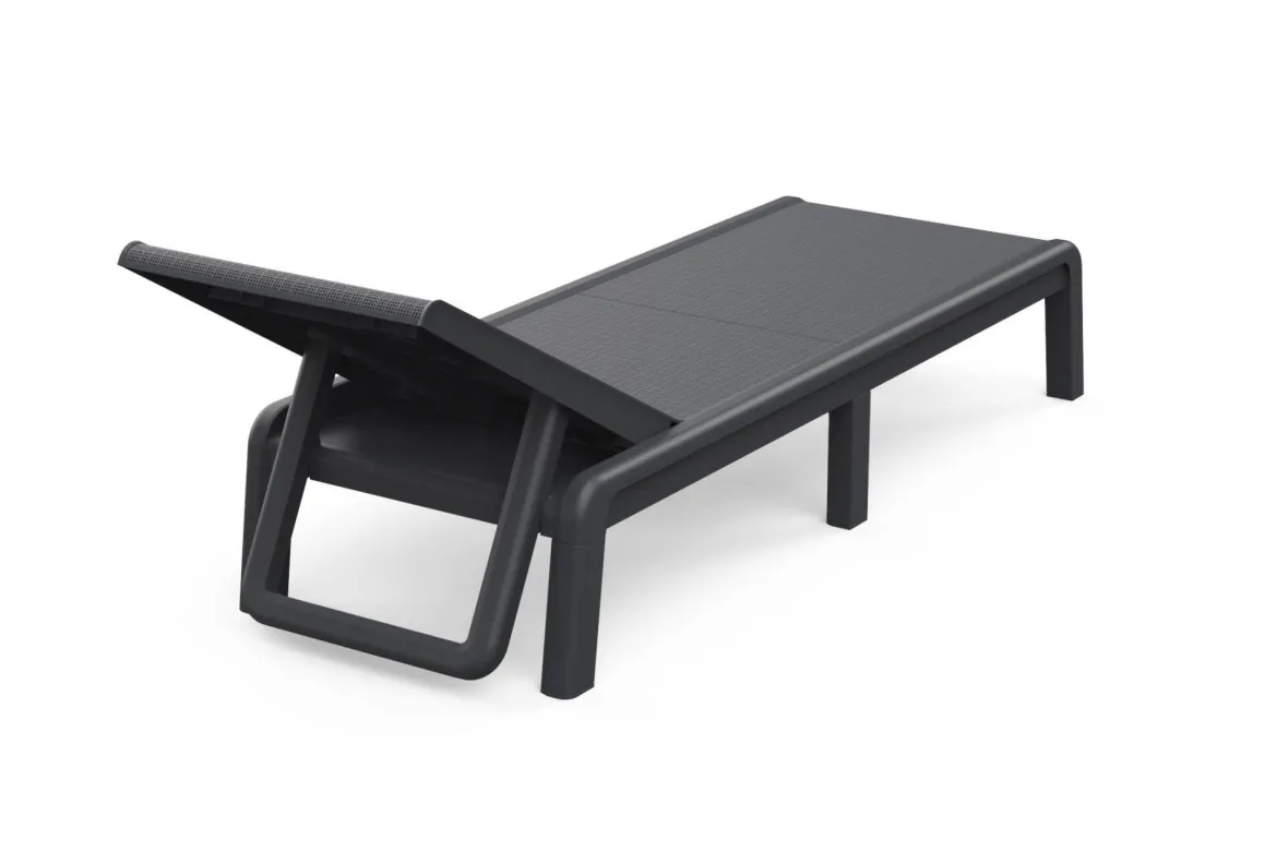 Lettino prendisole schienale regolabile 187x58cm antracite e grigio - Glace