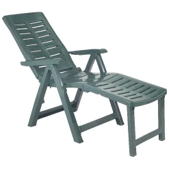 Lettino Prendisole Verde Pieghevole con Poggiapiedi Peso Supportato 120 kg 60x60x109h cm, Schienale Regolabile Made in Italy - Henagar