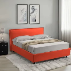 Letto Alla Francese Arancione Sfoderabile Contenitore, Dimensione Materasso 120x190 cm Made in Italy - Bronte