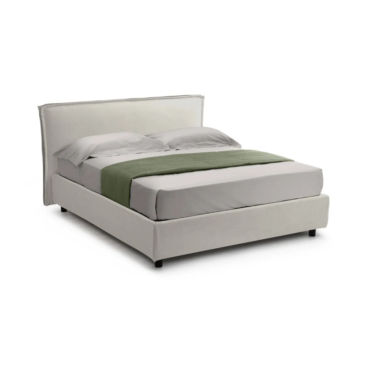 Letto Alla Francese Beige Sfoderabile Contenitore, Dimensione Materasso 120x200 cm Made in Italy - Brosso