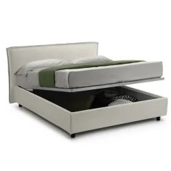 Letto Alla Francese Beige Sfoderabile Contenitore, Dimensione Materasso 120x200 cm Made in Italy - Brosso