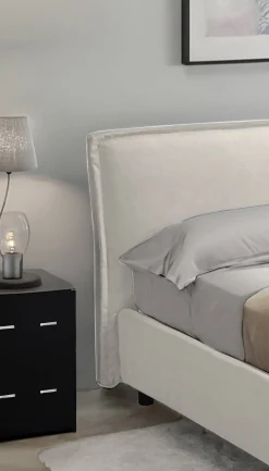 Letto Alla Francese Beige Sfoderabile Contenitore, Dimensione Materasso 120x200 cm Made in Italy - Brosso