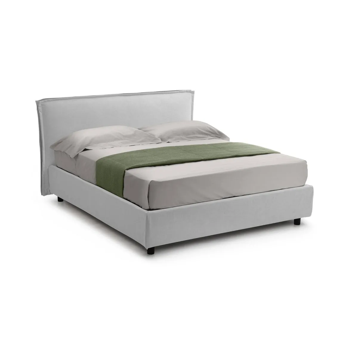 Letto Alla Francese Bianco Materasso Incluso Sfoderabile, Contenitore Made in Italy - Brienza