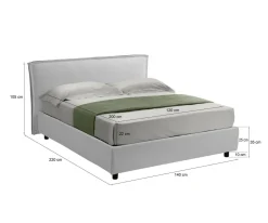 Letto Alla Francese Bianco Materasso Incluso Sfoderabile, Contenitore Made in Italy - Brienza