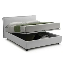 Letto Alla Francese Bianco Materasso Incluso Sfoderabile, Contenitore Made in Italy - Brienza