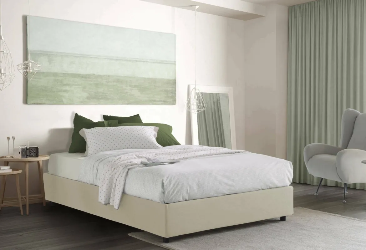 Letto alla francese compatto beige 155x205cm - Attilino