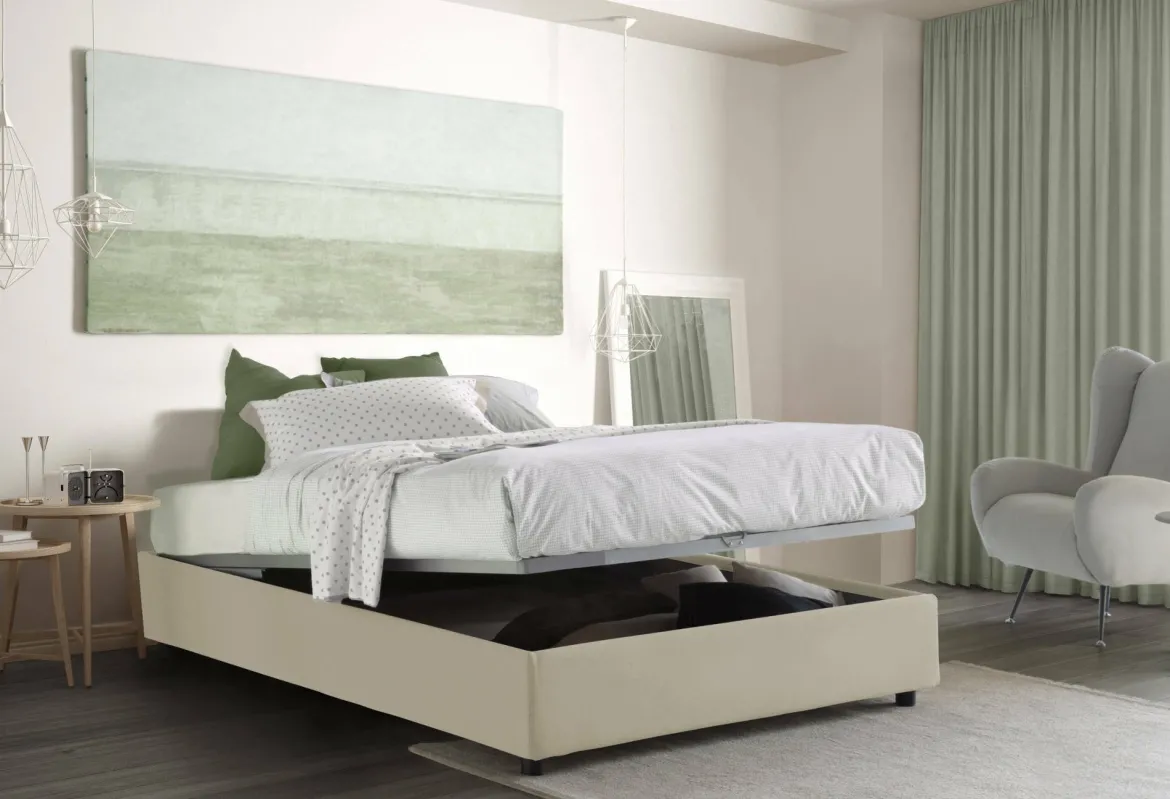 Letto alla francese compatto beige 155x205cm - Attilino
