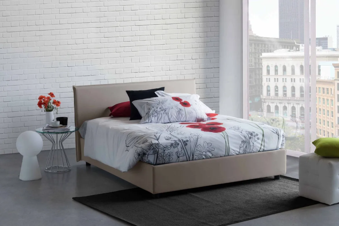 Letto alla francese contenitore tortora 155x205cm - Angelic