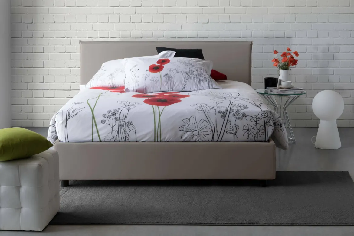 Letto alla francese contenitore tortora 155x205cm - Angelic
