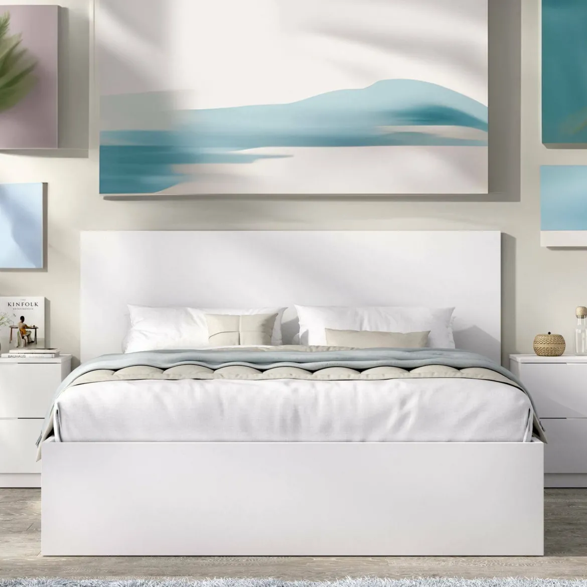Letto alla francese design bianco 195x149cm - Casimir