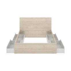 Letto alla francese design bianco e rovere 195x249cm - Iona