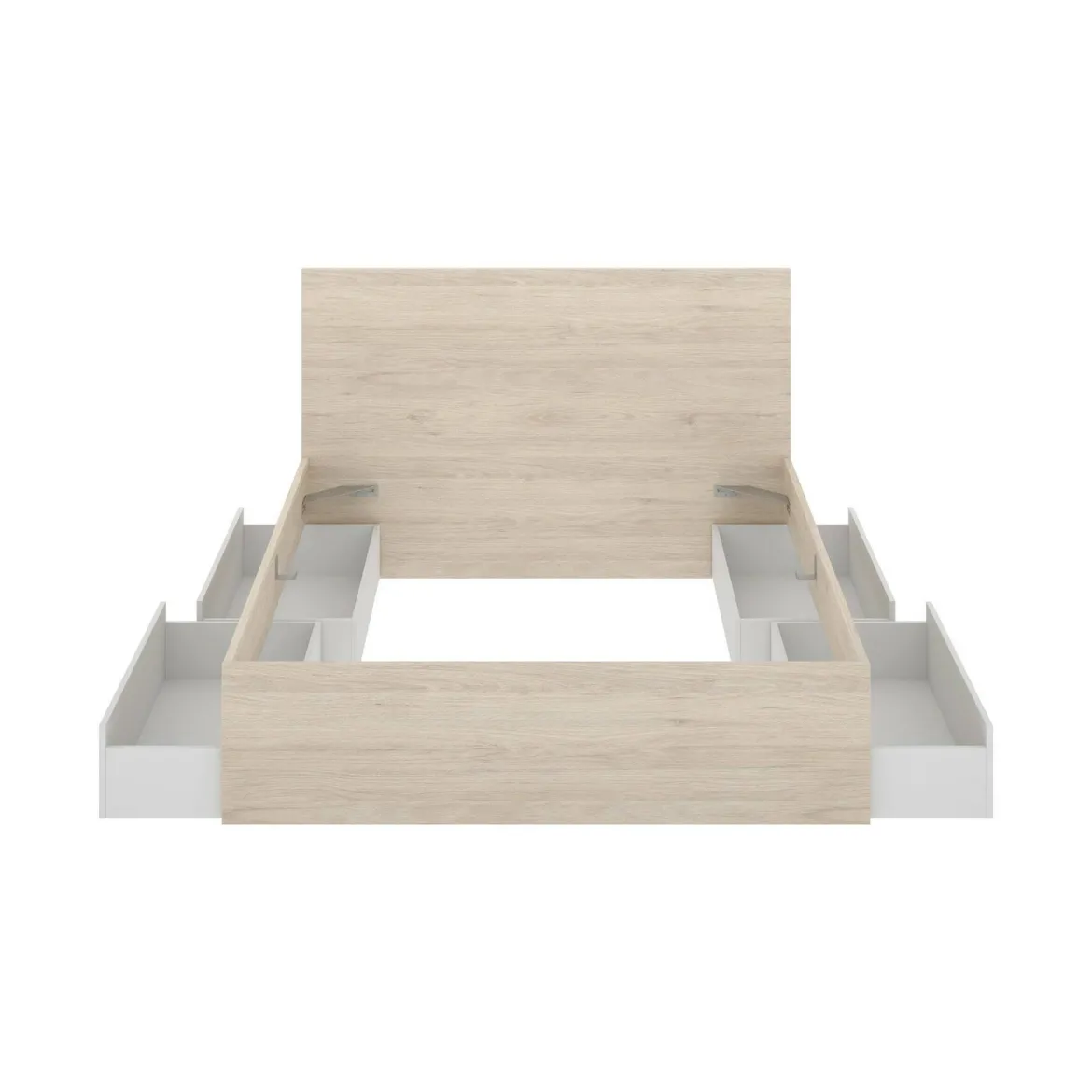 Letto alla francese design bianco e rovere 195x249cm - Iona