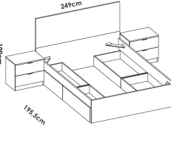 Letto alla francese design bianco e rovere 195x249cm - Iona