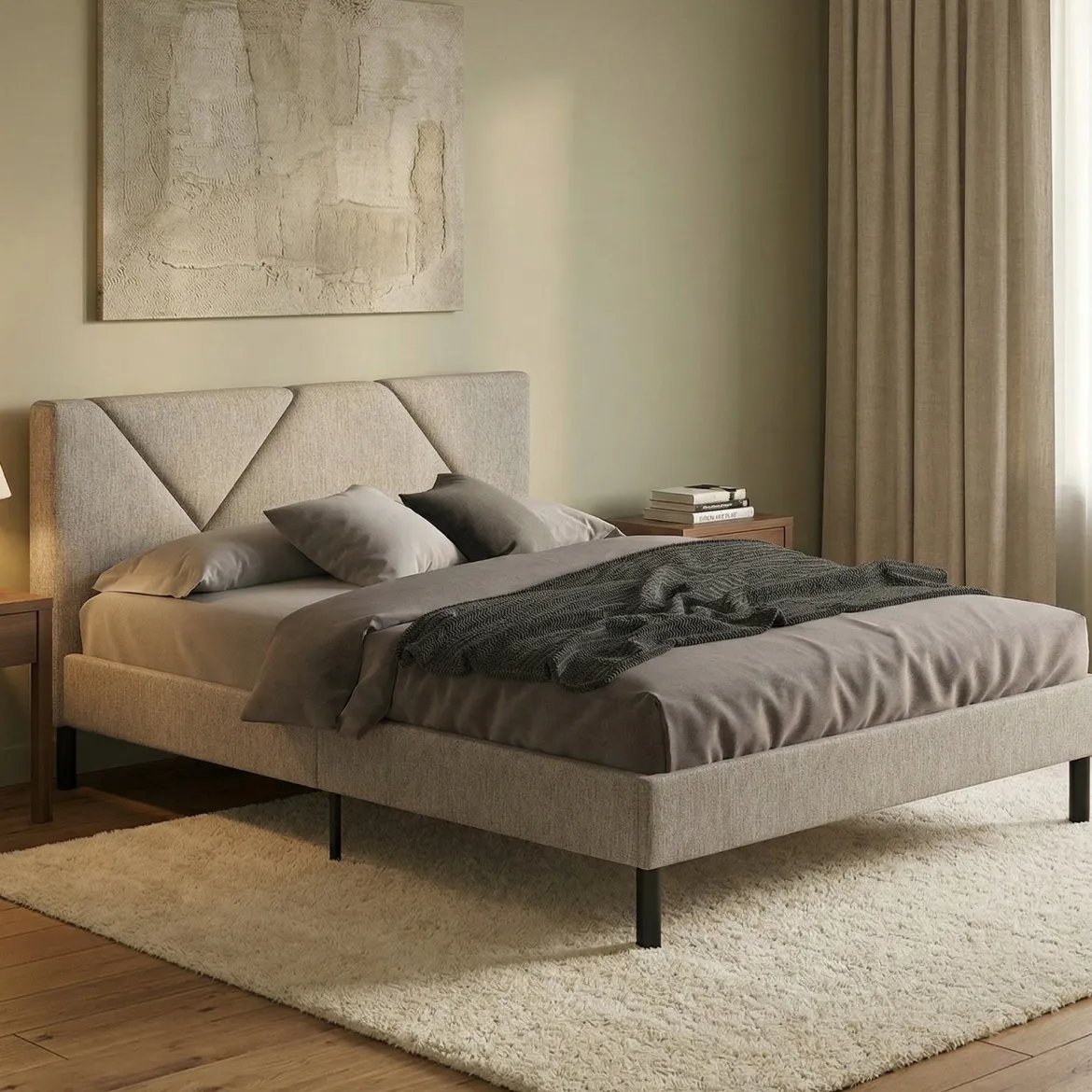 Letto alla francese design tortora 149x204cm - Ikelos