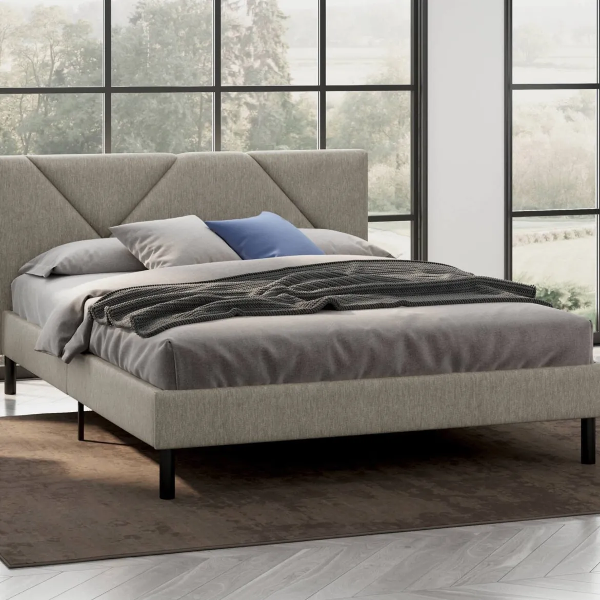 Letto alla francese design tortora 149x204cm - Ikelos