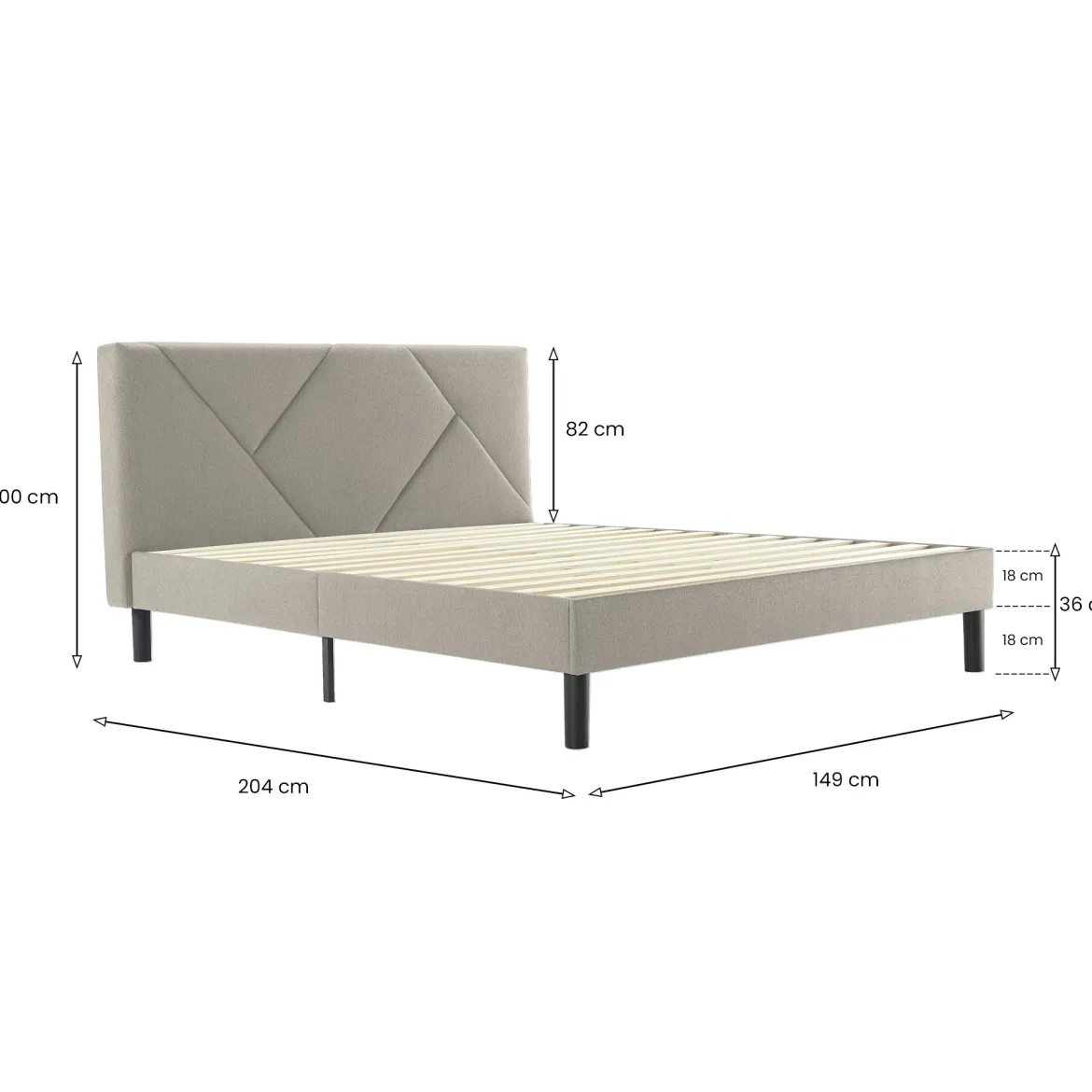 Letto alla francese design tortora 149x204cm - Ikelos