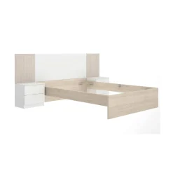 Letto alla francese elegante bianco e rovere 195x258cm - Zoagli