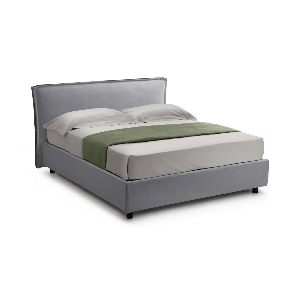Letto Alla Francese Grigio Materasso Incluso Sfoderabile, Contenitore Made in Italy - Broni