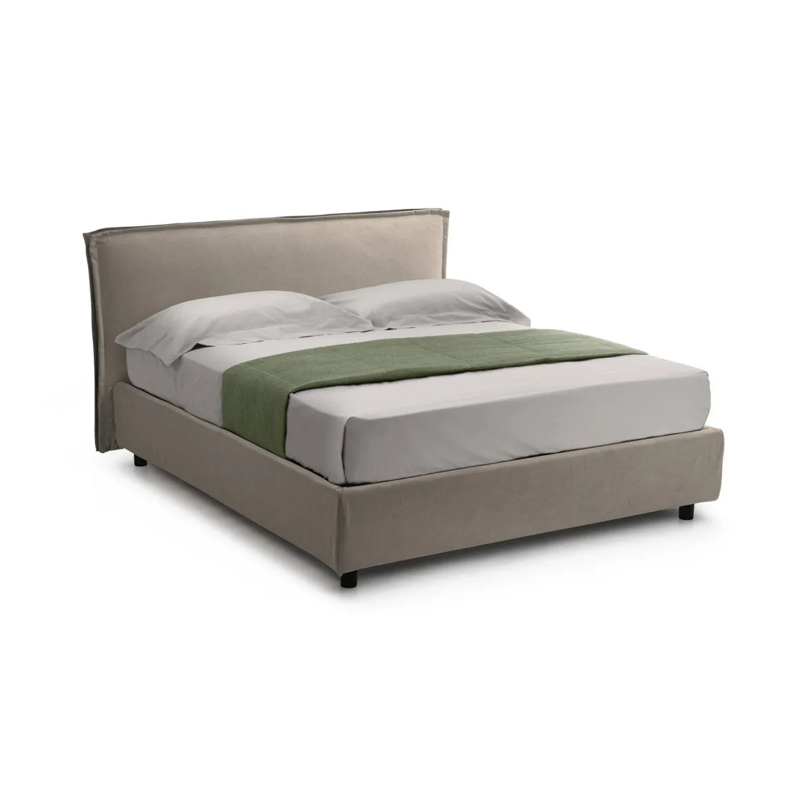 Letto Alla Francese Grigio Tortora Materasso Incluso Sfoderabile, Contenitore Made in Italy - Broni