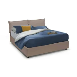 Letto alla francese in ecopelle tortora 155x205cm - Arzillo
