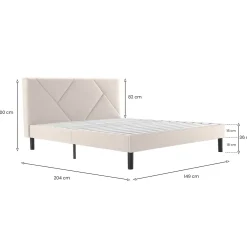Letto alla francese in legno beige 155x205cm - Alion
