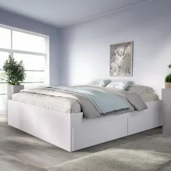Letto alla francese in legno bianco 195x149cm - Orlene