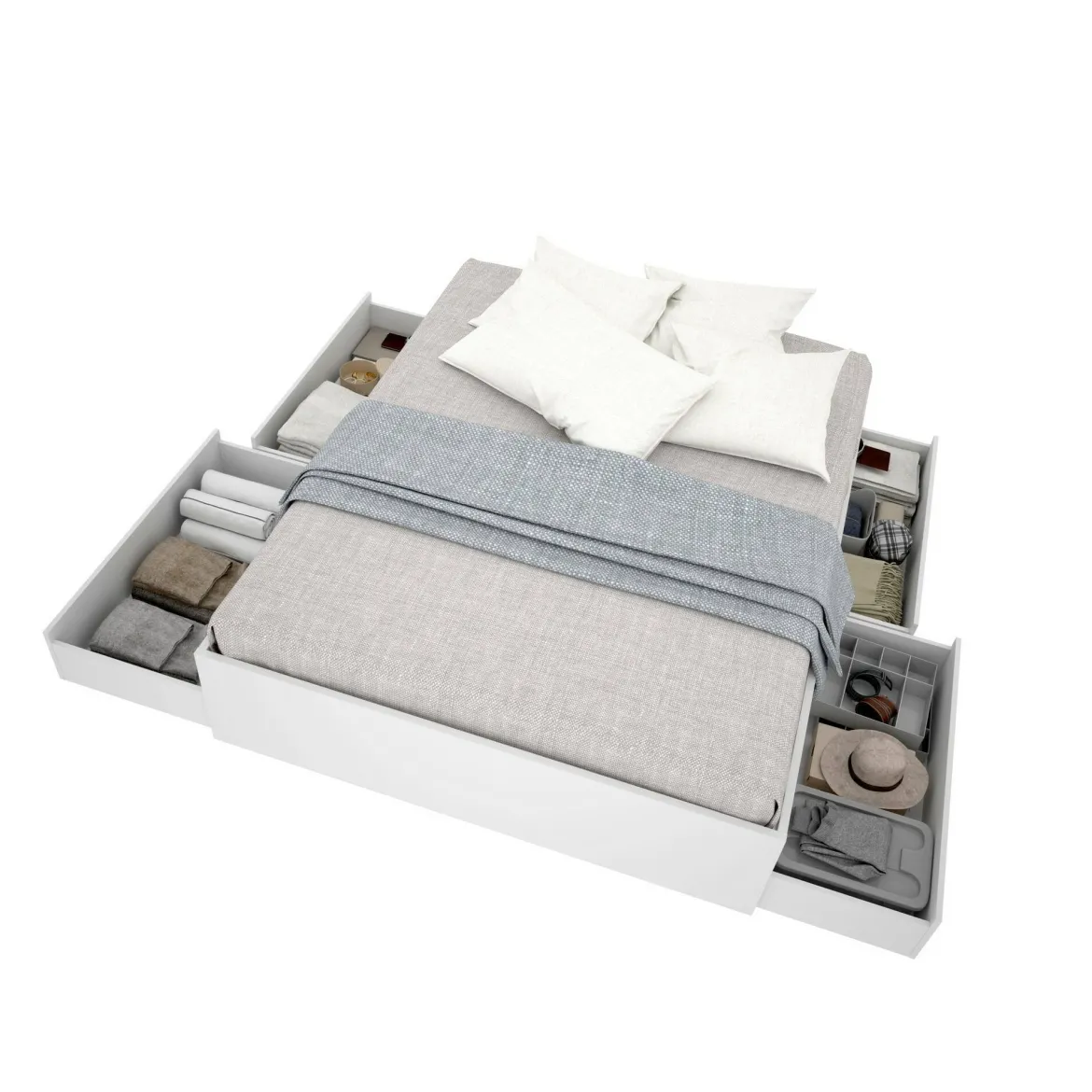 Letto alla francese in legno bianco 195x149cm - Orlene