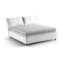 Letto alla francese in tessuto bianco 155x205cm - Arden