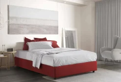 Letto alla francese in tessuto rosso 155x215cm - Annica
