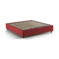 Letto alla francese in tessuto rosso 155x215cm - Annica