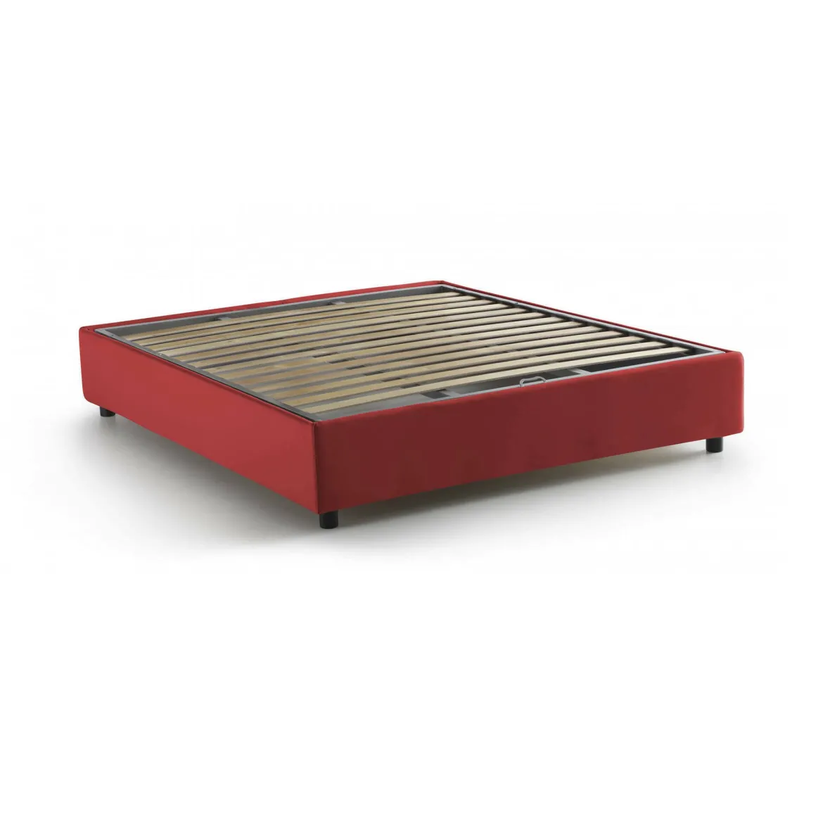 Letto alla francese in tessuto rosso 155x205cm - Attilino