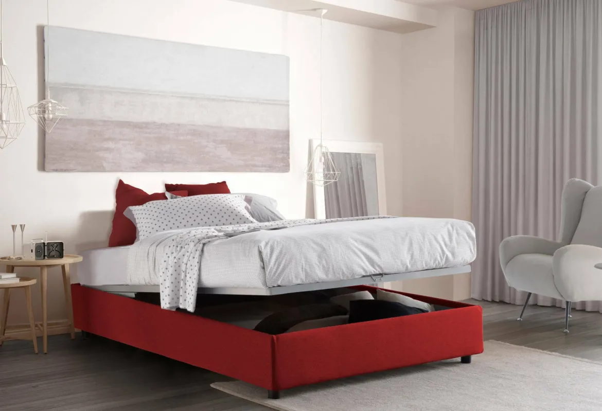 Letto alla francese materasso incluso rosso 155x205cm - Arto