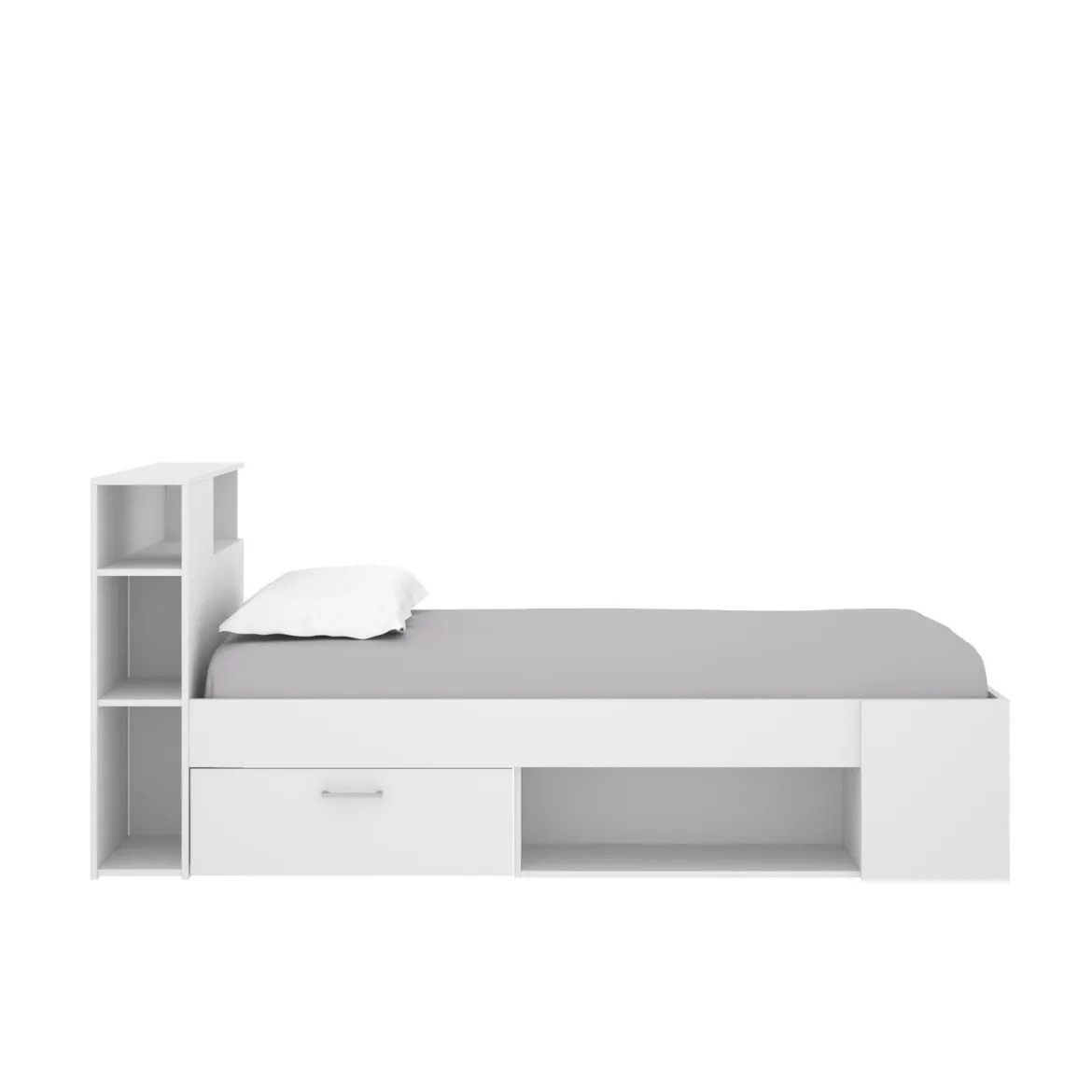 Letto bambini cassetti e scaffale 218x99cm bianco - Adrielle