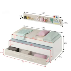 Letto bambini contenitore199x96cm bianco - Art