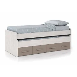 Letto bambini salvaspazio 198x96cm bianco e marrone - Cupido