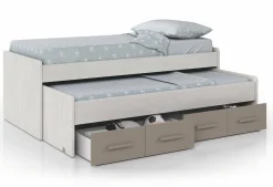 Letto bambini salvaspazio 198x96cm bianco e marrone - Cupido