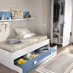 Letto bambini 195x97cm bianco e blu - Aikiko