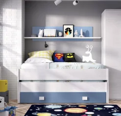 Letto bambini 200x99cm bianco e blu - Arod