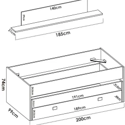 Letto bambini 200x99cm bianco e blu - Arod