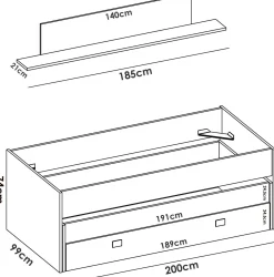 Letto bambini 200x99cm bianco e blu - Arod