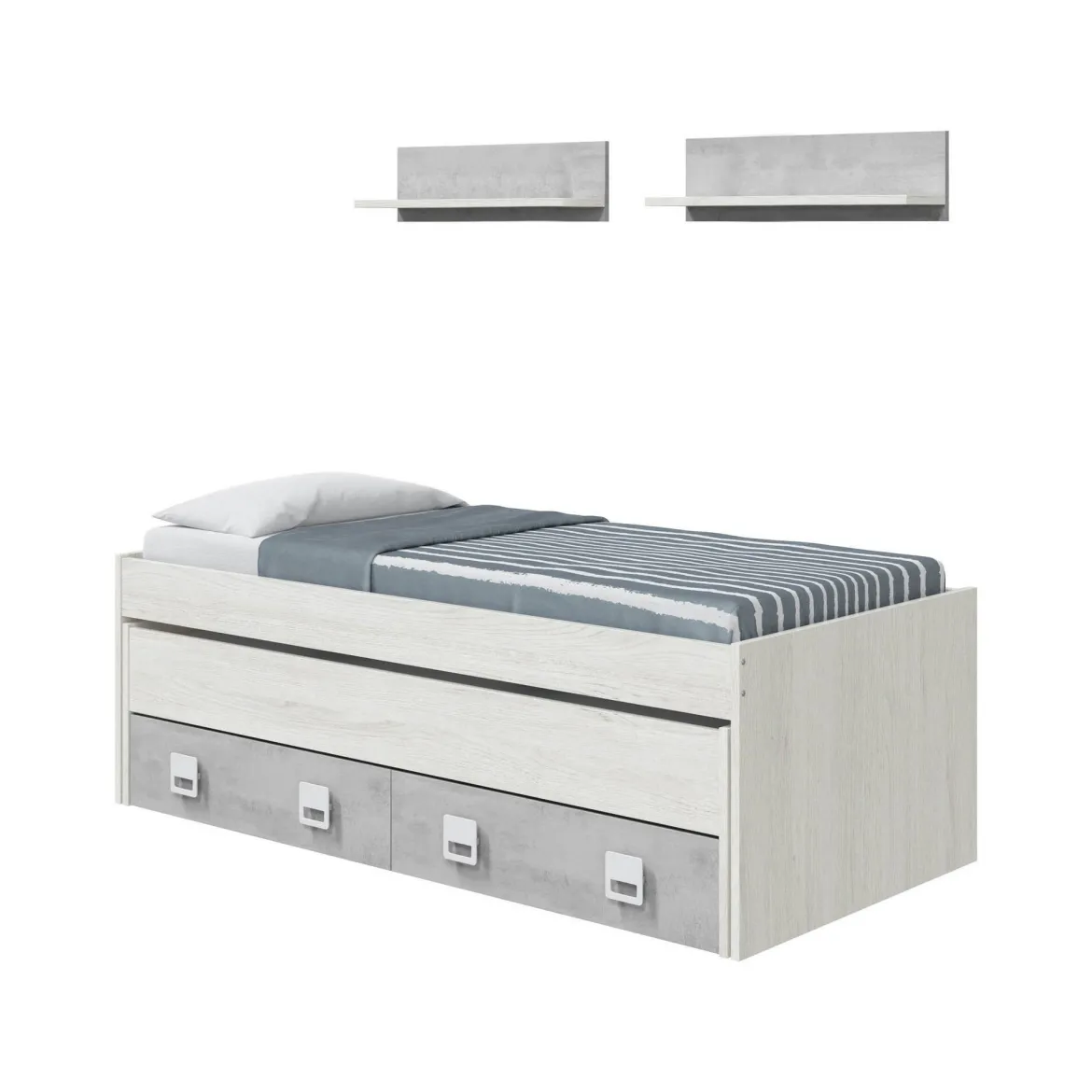 Letto bambini 199x96cm bianco e cemento - Balzola