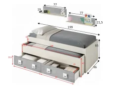 Letto bambini 199x96cm bianco e cemento - Balzola