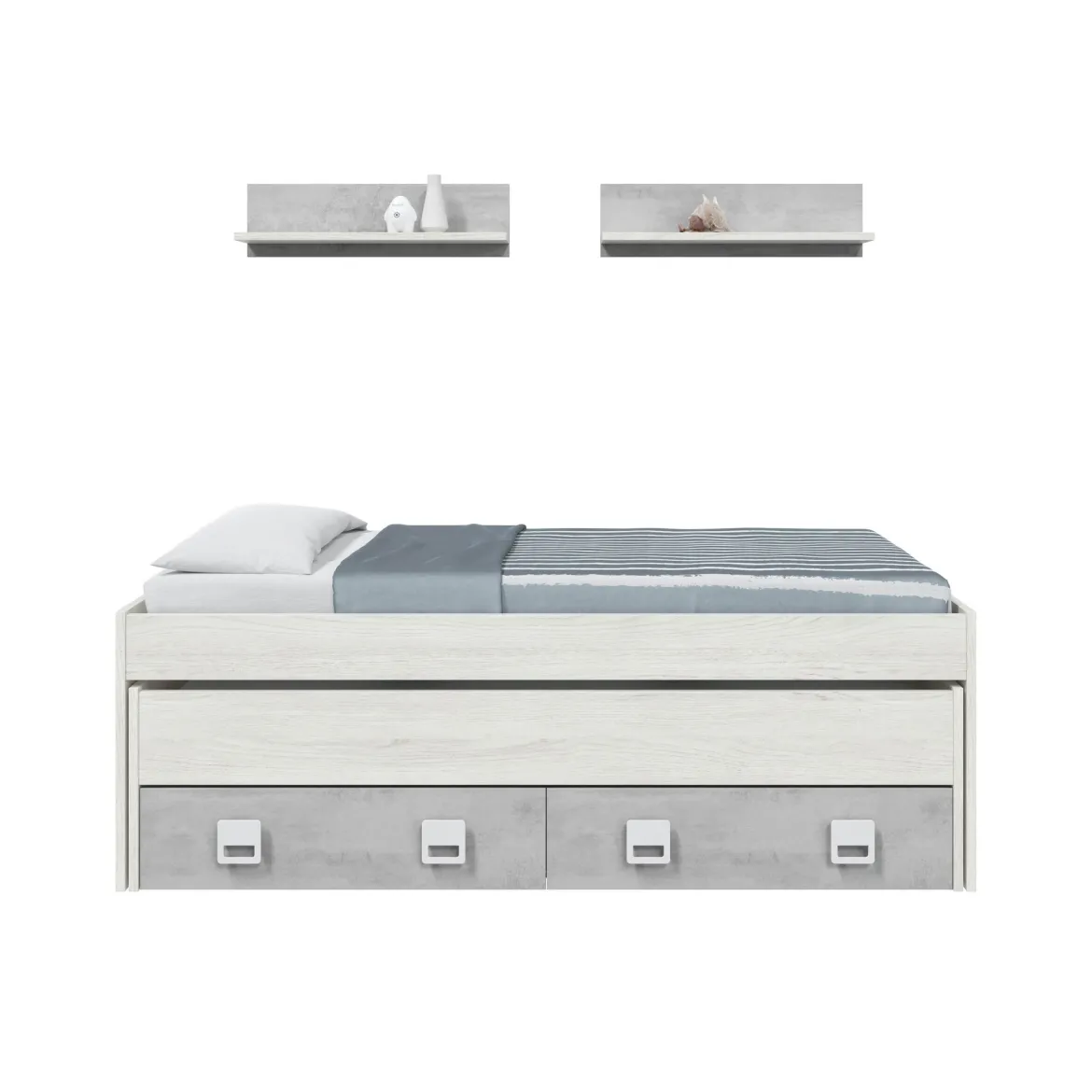 Letto bambini 199x96cm bianco e cemento - Balzola