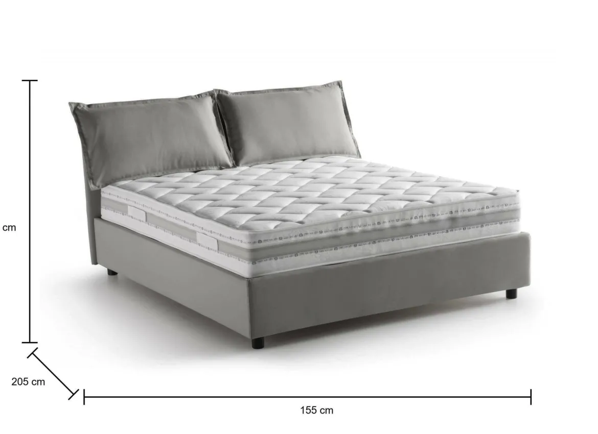Letto francese contenitore grigio 155x205cm - Arden