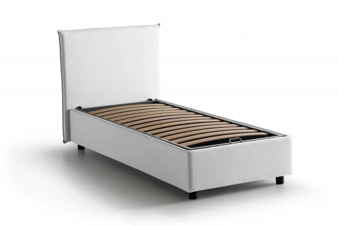 Letto francese imbottito bianco 155x205cm - Alion