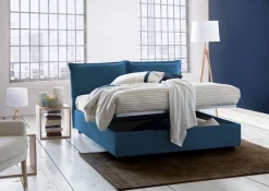 Letto francese imbottito blu 155x205cm - Askari