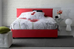Letto francese imbottito rosso 155x205cm - Alion