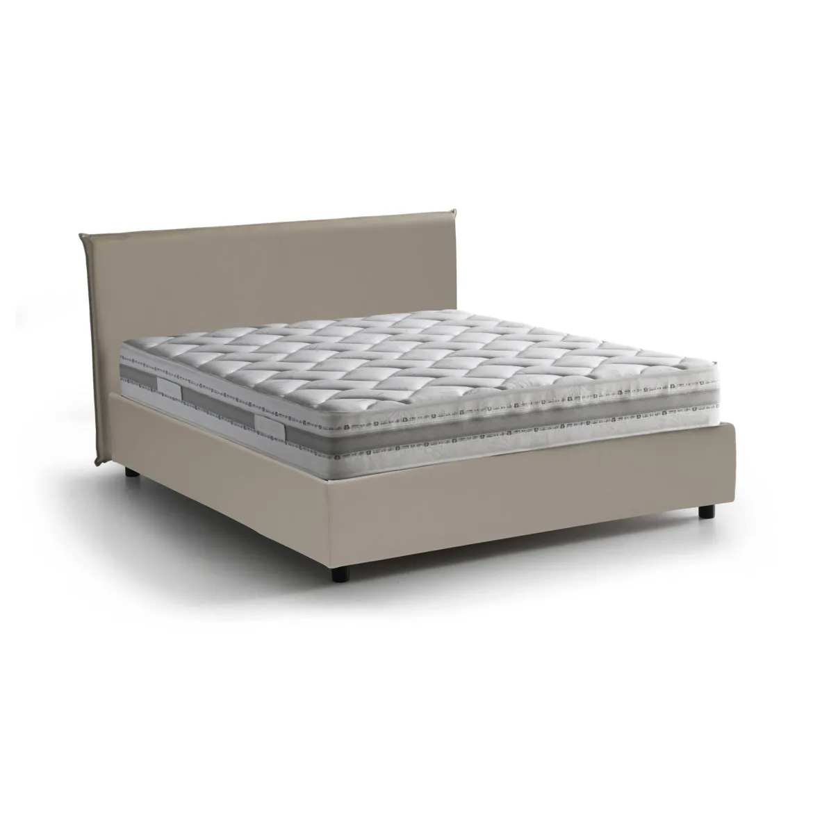 Letto francese imbottito tortora 155x215cm - Morganite